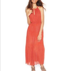 Maison Jules Sleeveless Pleated Polka dot Midi Dress